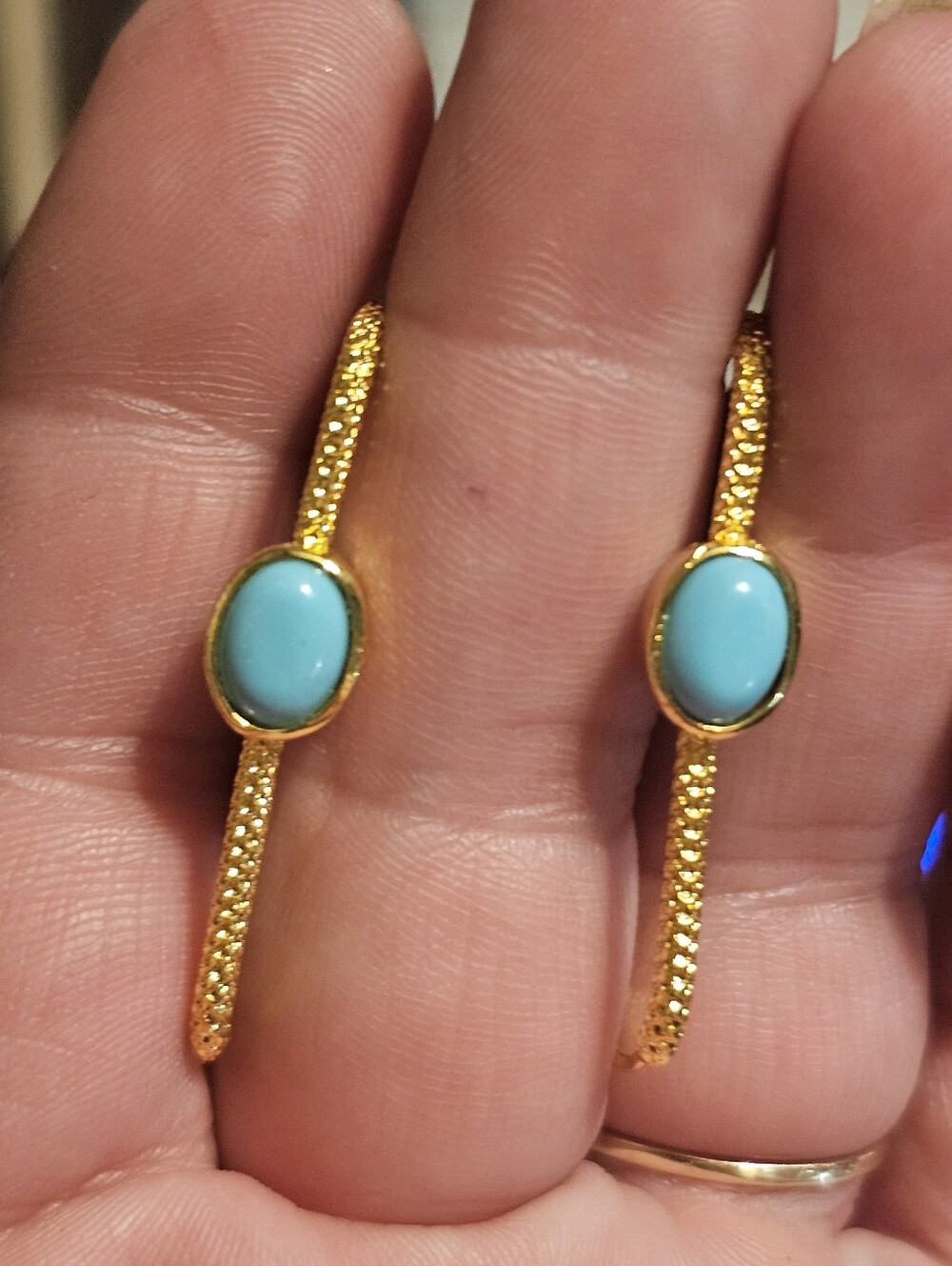 Gold Tone Turquoise Earrings